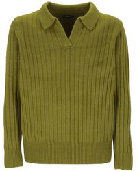 KEELING - Ribbed-Knit Polo-Collar Sweater - Lyst