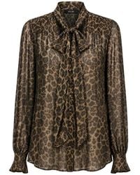 Toccin - Blouse À Imprimé Léopard Kaila À Col À Nouer - Lyst