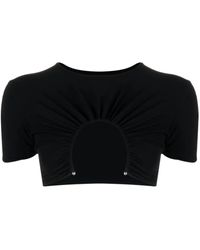 Christopher Esber - T-Shirt Crop Con Inserti - Lyst
