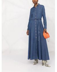Philipp Plein - Vestido Camisero Largo Vaquero - Lyst