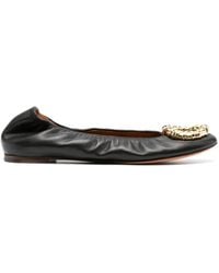 Lanvin - Buckled Leather Ballerina Shoes - Lyst