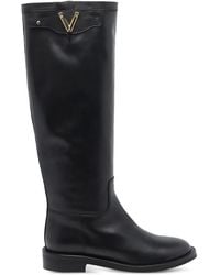 Via Roma 15 - Logo-Plaque Knee-High Boots - Lyst