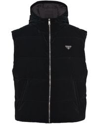 Prada - Hooded Technical Fabric Down Vest - Lyst