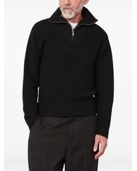 Officine Generale - Ribbed-Knit Quarter-Zip Sweater - Lyst