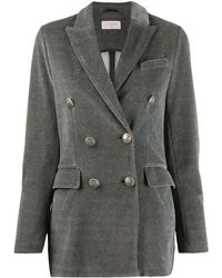 Circolo 1901 Velvet Double-breasted Blazer - Grey