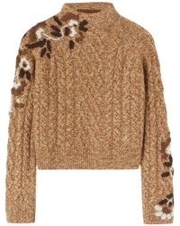 Ermanno Scervino - Cable-Knit Floral-Embroidered Sweater - Lyst
