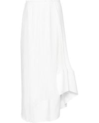 Lanvin - Pleated Asymmetric Crepe De Chine Skirt - Lyst