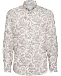 Brunello Cucinelli - Chemise En Coton À Imprimé Cachemire - Lyst