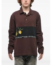 Off-White c/o Virgil Abloh - Embroidered Long-Sleeve Polo Shirt - Lyst