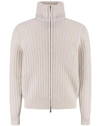 Gran Sasso - Cardigan En Maille Côtelée À Zip - Lyst
