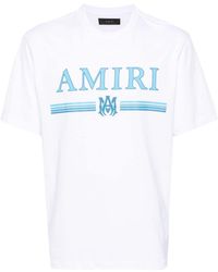Amiri - Ma Bar Blauw Logo Bedrukt T-shirt In Wit - Lyst