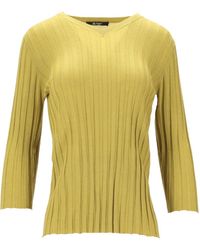 LA ROSE - V-Neck Ribbed Sweater - Lyst