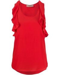 Twin Set Blusa sin mangas con volantes - Rojo