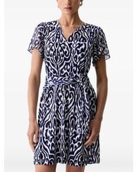Morgan - Abstract-Print Belted Mini Dress - Lyst