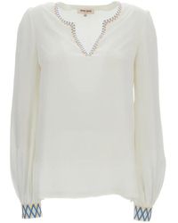 Emporio Sirenuse - Vera Embroidered Silk Blouse - Lyst
