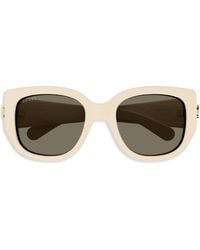 Gucci - Neutral Double G Square-Frame Sunglasses - Lyst