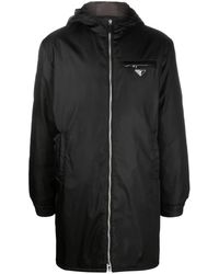 Prada Half-zip Nylon Parka in Black for Men | Lyst