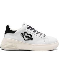 Love Moschino - Logo-plaque Leather Sneakers - Lyst