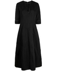 Shiatzy Chen - Floral-Button Half-Sleeve Midi Dress - Lyst