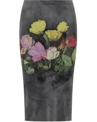 MSGM - Roses Bouquet-Print Midi Skirt - Lyst