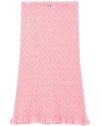 MSGM - Chevron-Knit Midi Skirt - Lyst