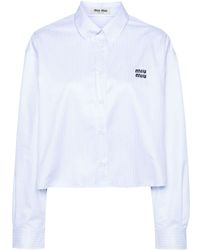 Miu Miu - Striped Crop Shirt - Lyst