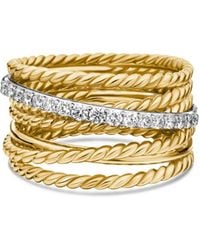 David Yurman - 18Kt Crossover Diamond Wide Ring - Lyst