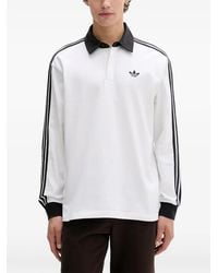 adidas - Logo-Embroidered Striped-Sleeve Polo Shirt - Lyst