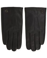 KARL LAGERFELD - Logo-Plaque Leather Gloves - Lyst