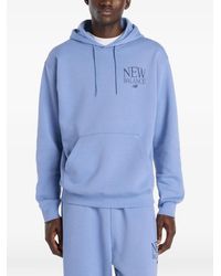 New Balance - Logo-Detail Fleece Hoodie - Lyst