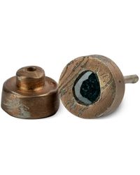 Parts Of 4 - 18Kt Rotvergoldeter Kleiner Sterlingsilber-Ohrstecker Mit Blauem Diamanten - Lyst