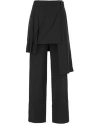 Juun.J - Pleated Overlay-Skirt Detail Straight Trousers - Lyst