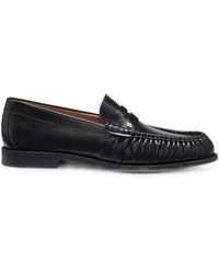 BOSS - Lycia Leather Moccasins With Double B Monogram - Lyst