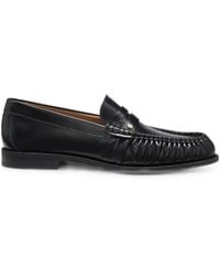BOSS - Lycia Leather Moccasins With Double B Monogram - Lyst