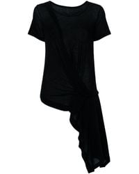 Yohji Yamamoto - Asymmetrisch T-shirt Met Gedrapeerd Detail - Lyst
