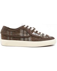 Autry - Windscape Check-Pattern Leather-Trim Sneakers - Lyst