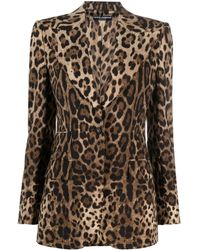 Dolce & Gabbana - Leopard-print Single-breasted Blazer - Lyst