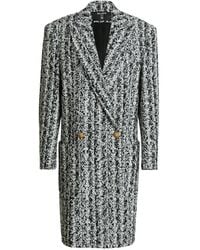 Balmain - Lange Tweed Jas - Lyst