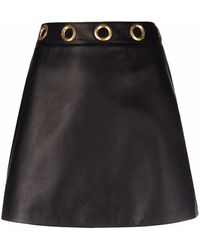 Etro - Eyelet Detail Leather Mini Skirt - Lyst