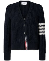Thom Browne - Merino-Wool 4-Bar Anchor-Intarsia Cardigan - Lyst