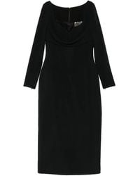 Elie Saab - Cady Lace-Trim Draped-Detail Midi Dress - Lyst