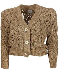 Eleventy - Sequin-Embellished Open-Knit Cardigan - Lyst