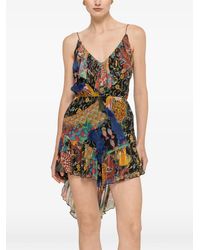Nissa - Printed Chiffon Asymmetric Mini Dress - Lyst