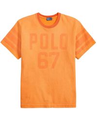 Polo Ralph Lauren - Graphic-Print Striped-Sleeve T-Shirt - Lyst