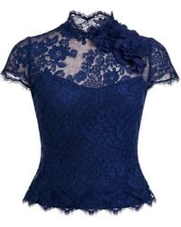 Gemy Maalouf - Floral-Lace Appliqué Top - Lyst