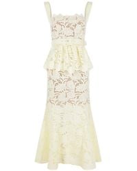 Self-Portrait - Peplum Maxi-Dress Met Kant - Lyst