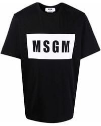 MSGM - Logo-Print Cotton Tee - Lyst