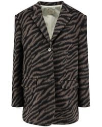 Alysi - Blazer Con Motivo De Tigre Y Botones - Lyst