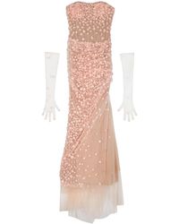 Jean Louis Sabaji - Floral-Appliqué Long Corset Dress - Lyst
