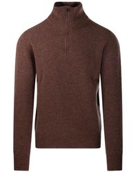 Altea - Quarter-Zip Ribbed-Trim Sweater - Lyst